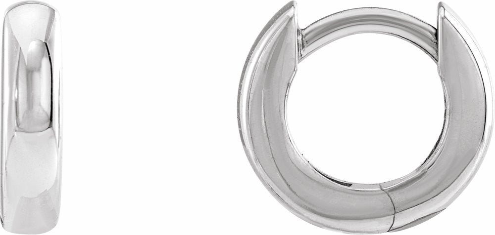 14K White Gold 9.5 mm Hinged Hoop Earrings