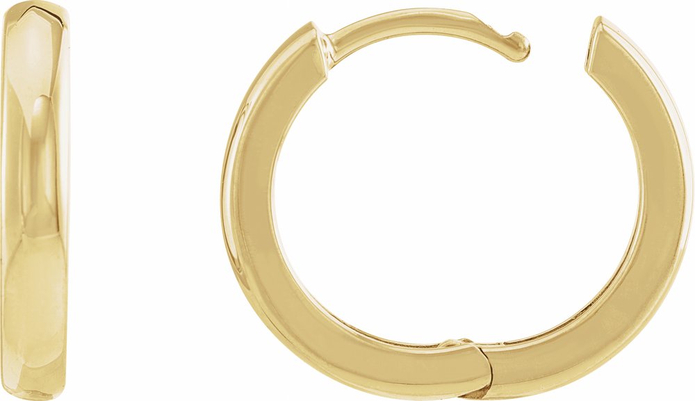 14K Yellow Gold 15 mm Hinged Hoop Earrings