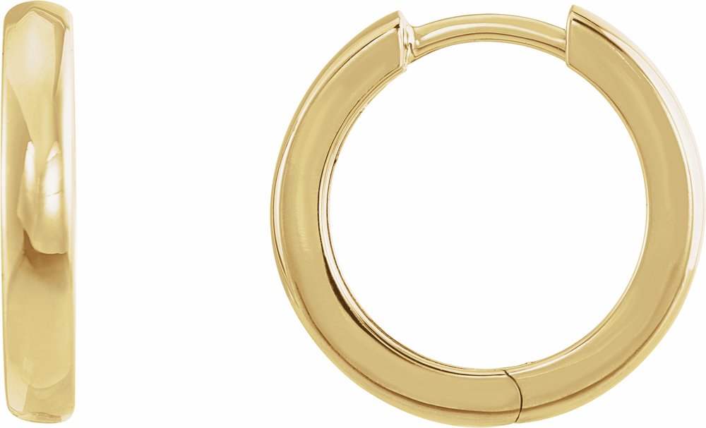 14K Yellow Gold 15 mm Hinged Hoop Earrings