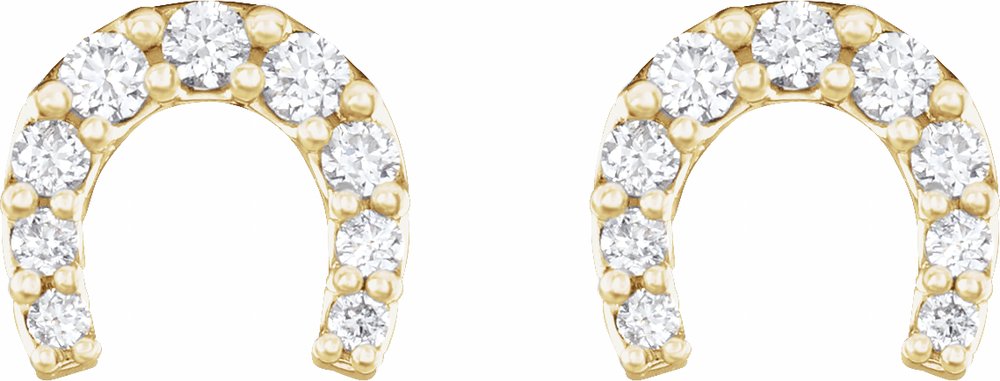 14K Yellow Gold 1/6 CTW Natural Diamond Horseshoe Earrings