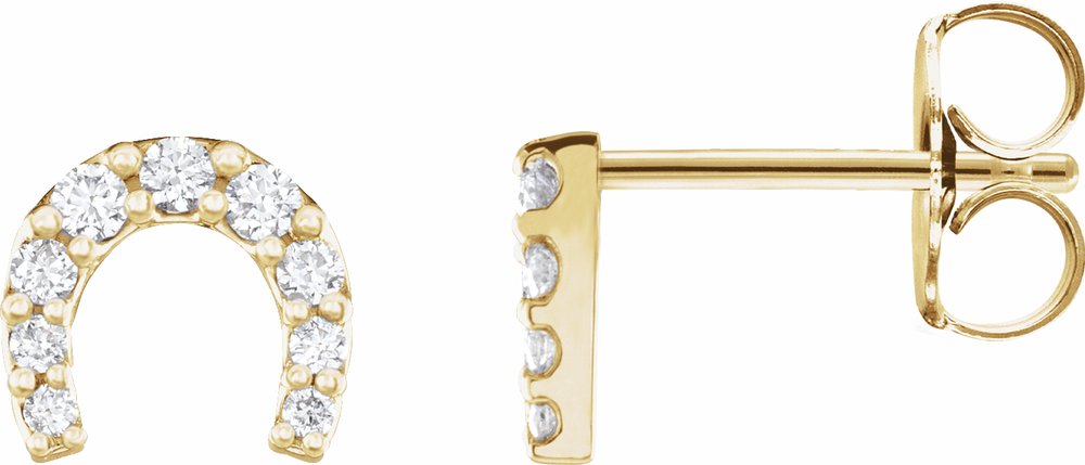 14K Yellow Gold 1/6 CTW Natural Diamond Horseshoe Earrings