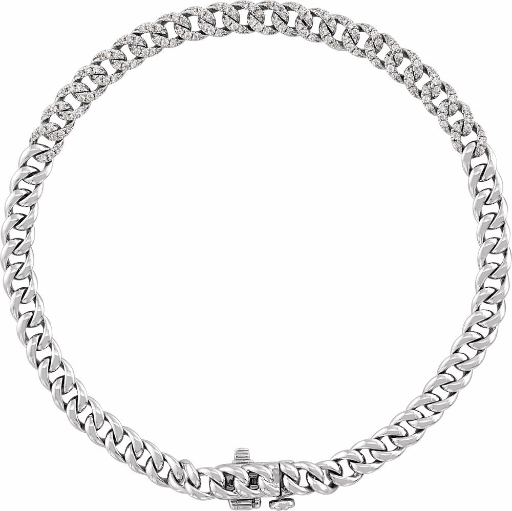 14K White Gold 1/2 CTW Natural Diamond Link 7 1/4" Bracelet