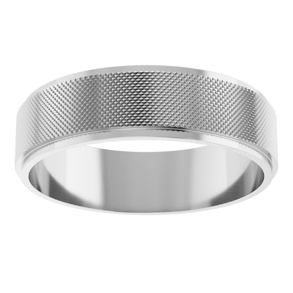 Continuum Sterling Silver 6 mm Stepped-Edge Knurled Flat Band Size 10.5