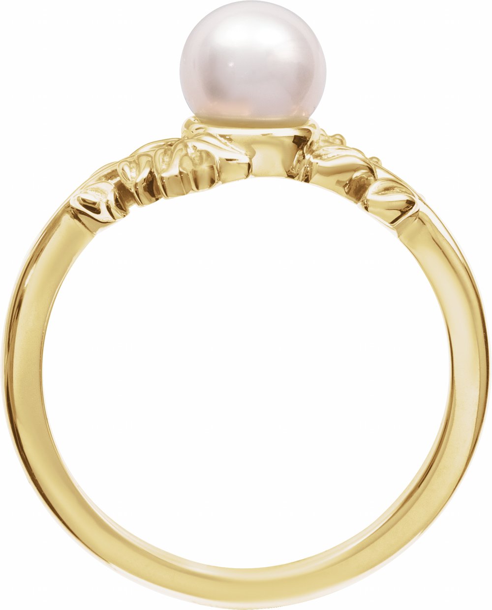 14K Yellow Gold Cultured White Akoya Pearl Ring