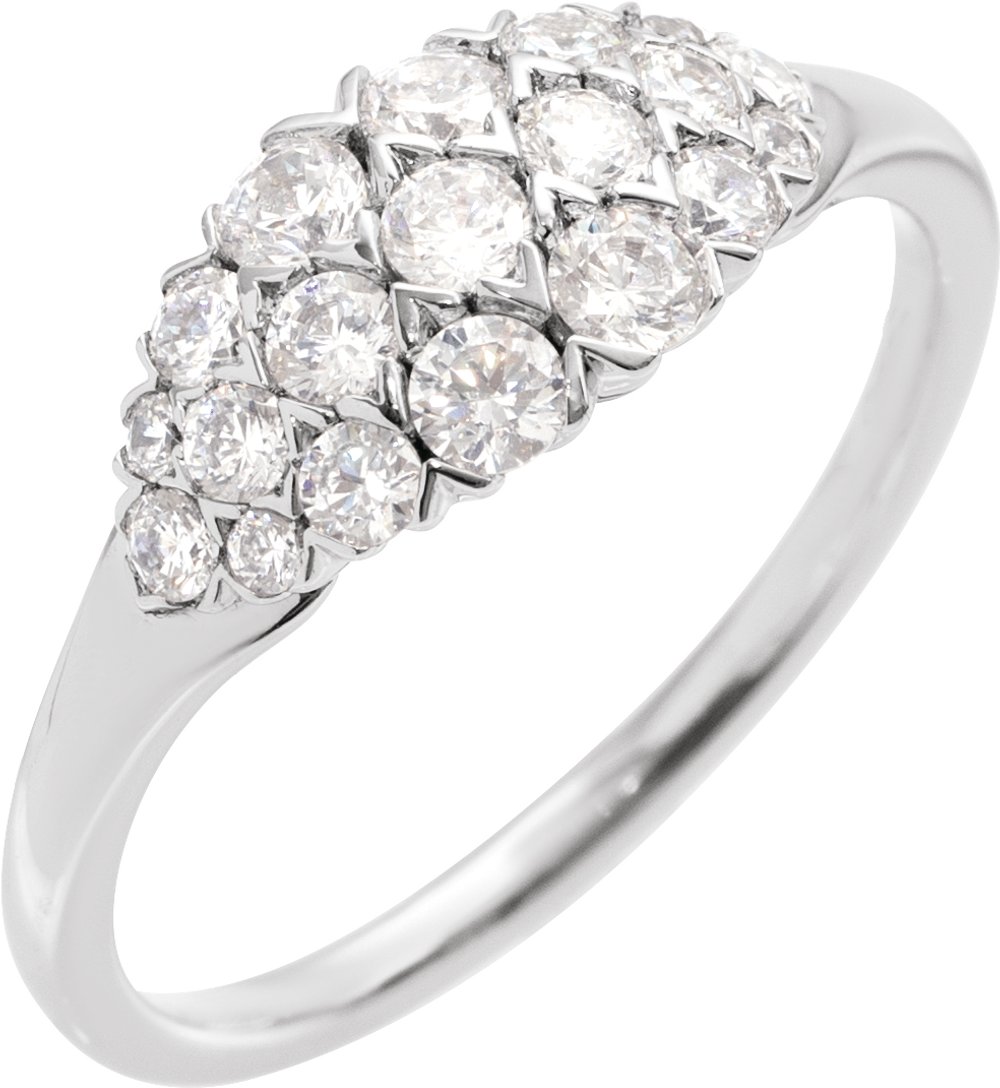 14K White Gold 1/2 CTW Natural Diamond Cluster Ring