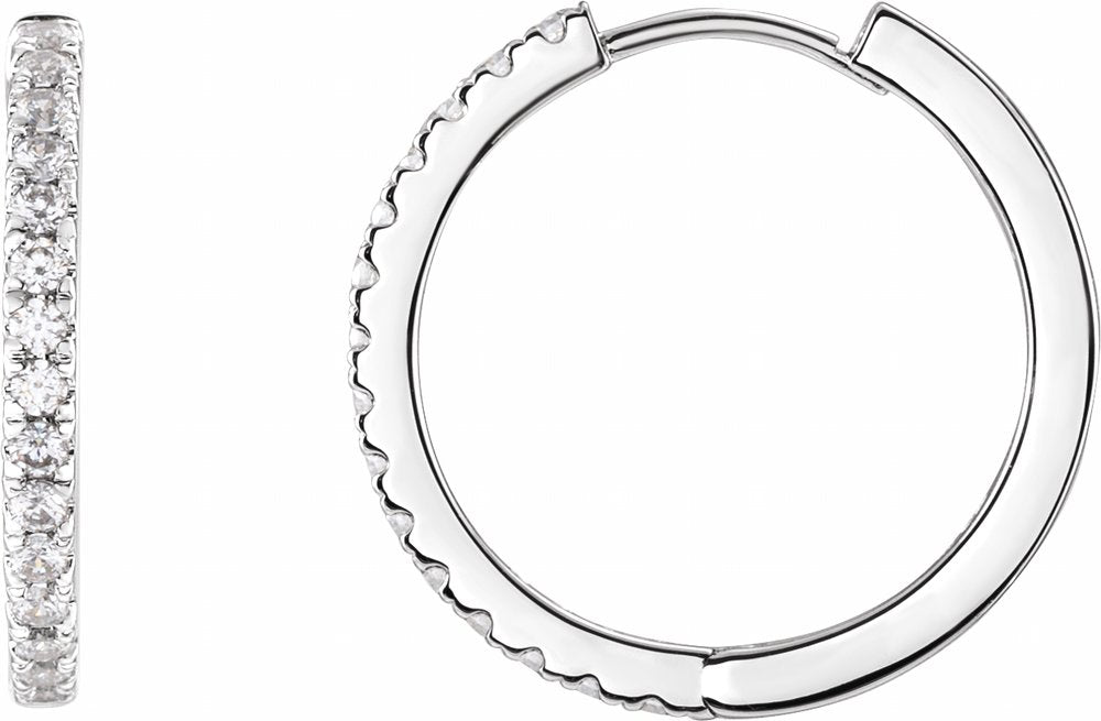 14K White Gold 3/8 CTW Lab-Grown Diamond 17.4 mm Hoop Earrings