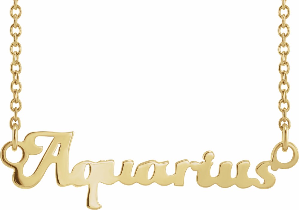 14K Yellow Aquarius Zodiac 18" Necklace