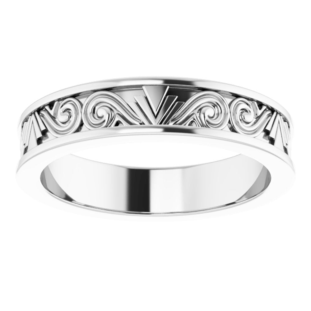 14K White Gold 3 mm Sculptural Flat Band Size 7