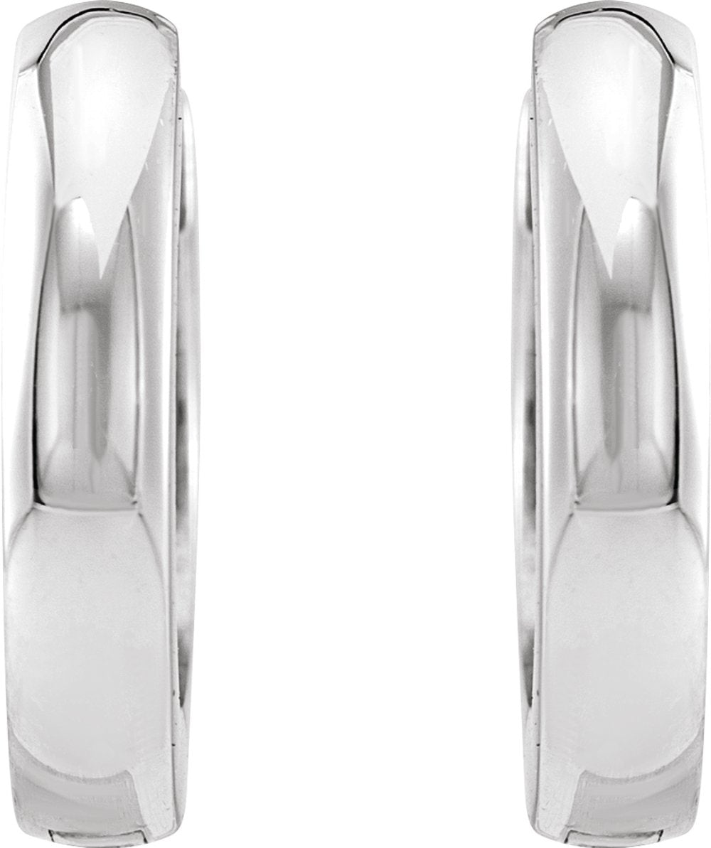 14K White Gold 12 mm Hinged Hoop Earrings