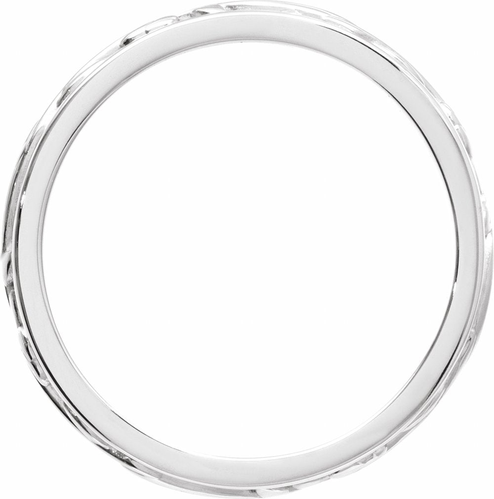 14K White Gold 4 mm Sculptural Flat Band Size 6.5