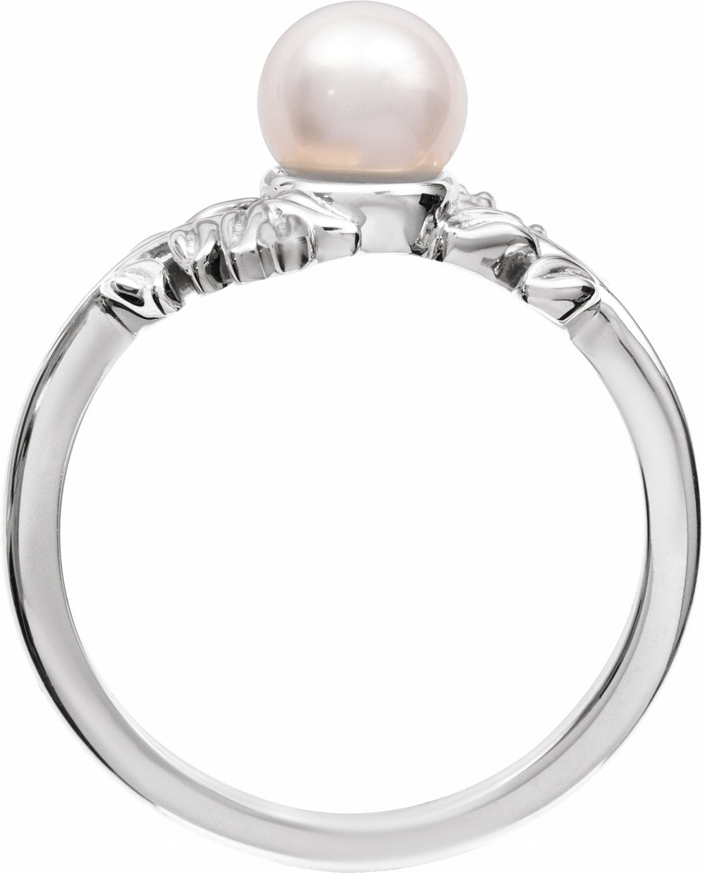 Sterling Silver Cultured White Akoya Pearl Ring
