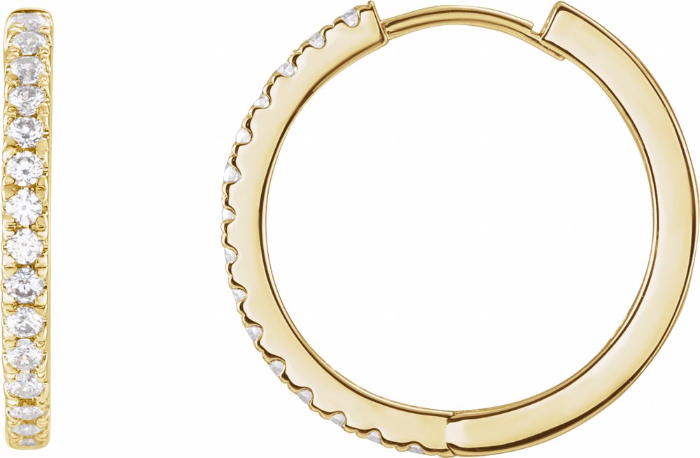 14K Yellow Gold 3/8 CTW Lab-Grown Diamond 17.4 mm Hoop Earrings