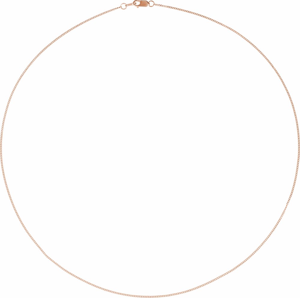 14K Rose Gold 1 mm Diamond-Cut Curb 18" Chain