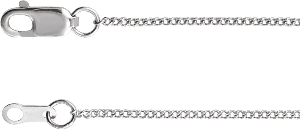 14K White Gold 1 mm Diamond-Cut Curb 7" Chain