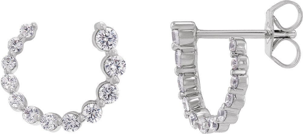 14K White Gold 1/2 CTW Lab-Grown Diamond Front-Back Earrings