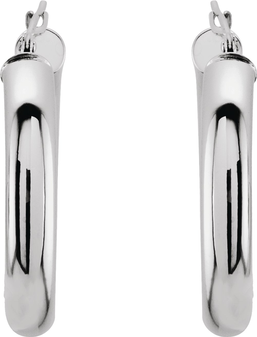 14K White Gold Tube 25 mm Hoop Earrings