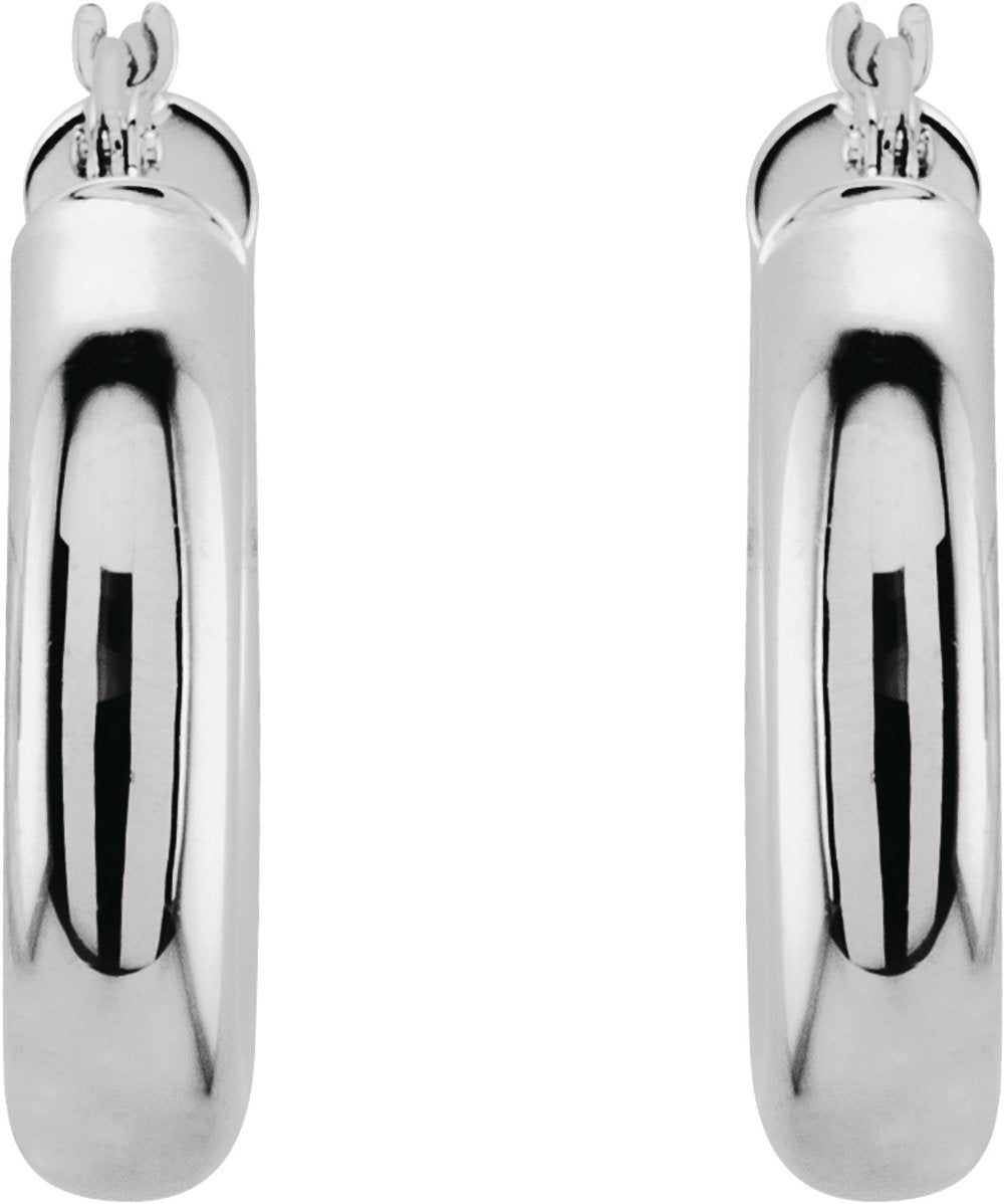 14K White Tube 20 mm Hoop Earrings