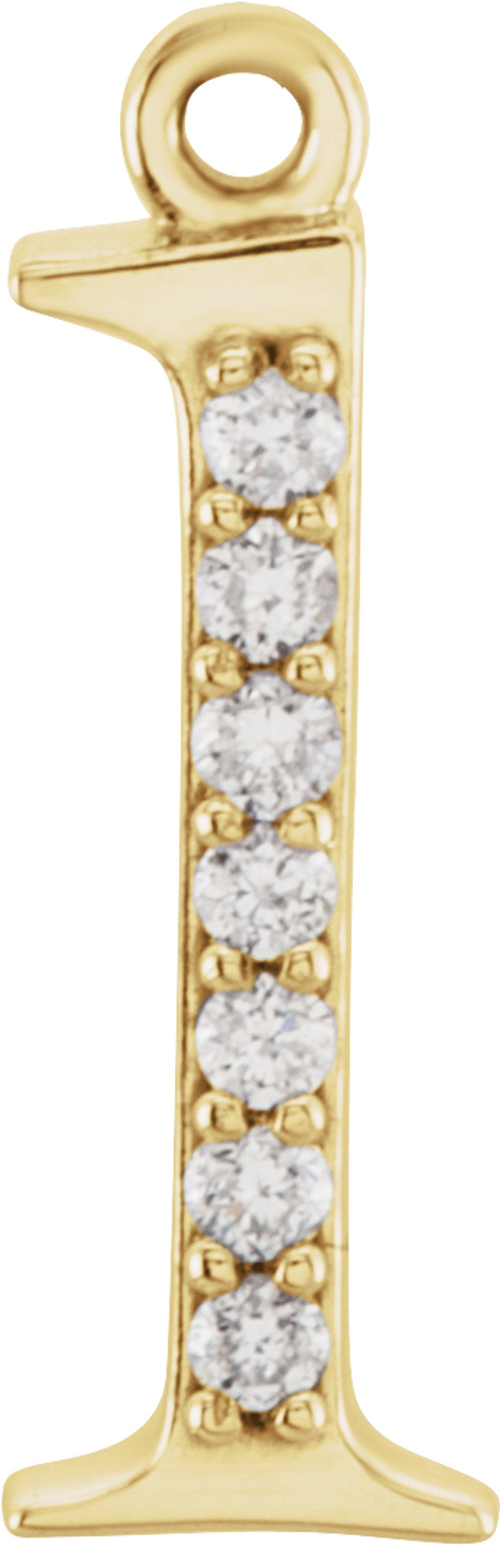 14K Yellow .03 CTW Natural Diamond Lowercase Initial L Dangle