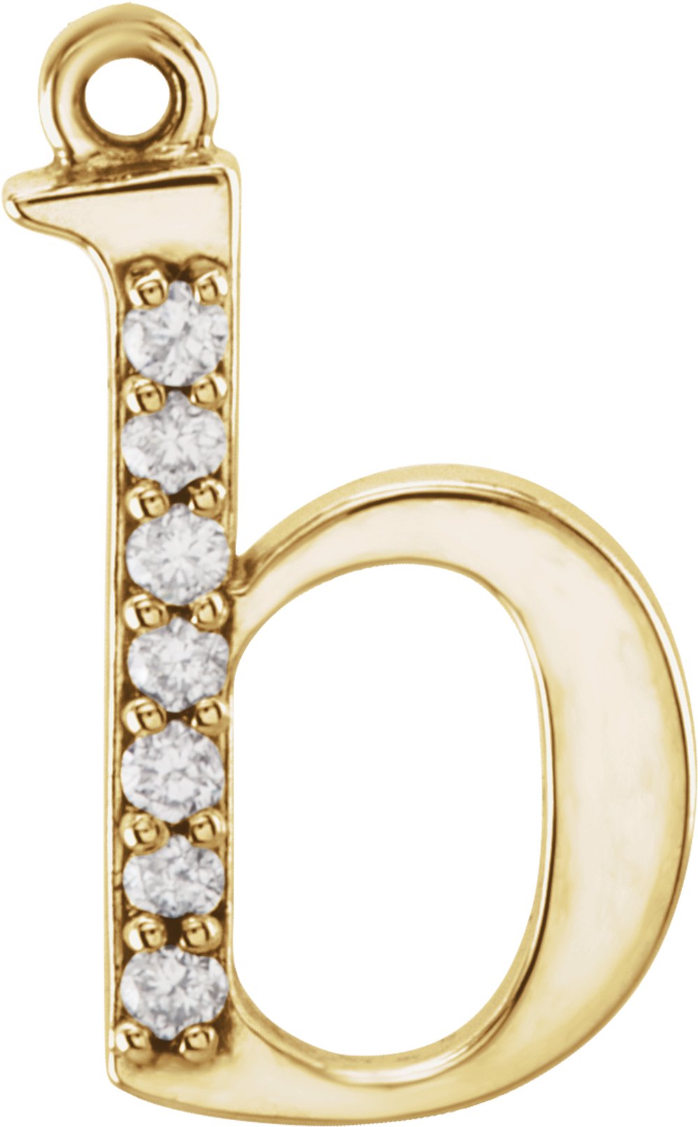 14K Yellow .03 CTW Natural Diamond Lowercase Initial B Dangle