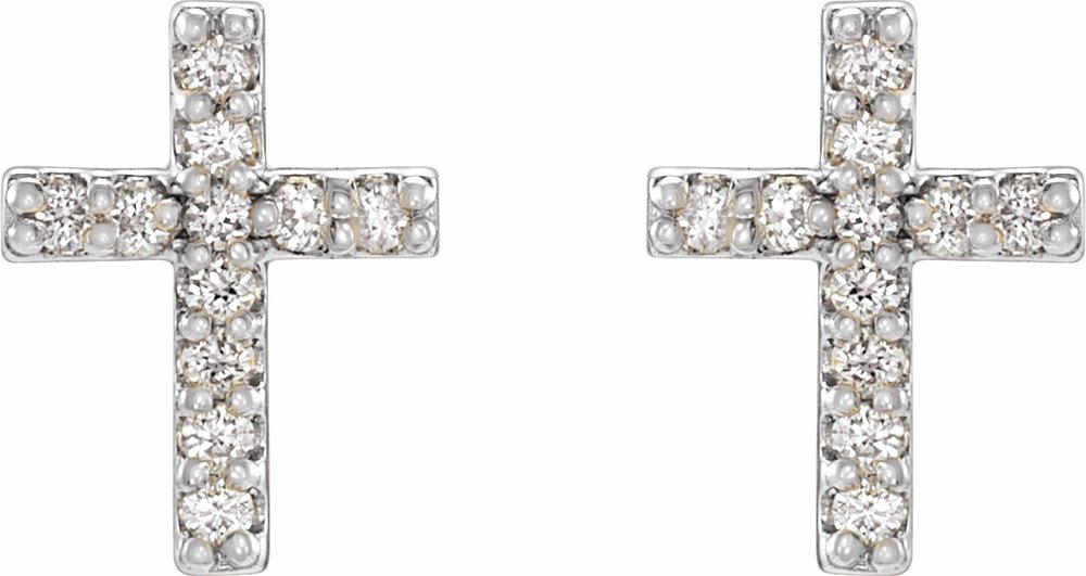 14K White Gold .05 CTW Natural Diamond Cross Earrings