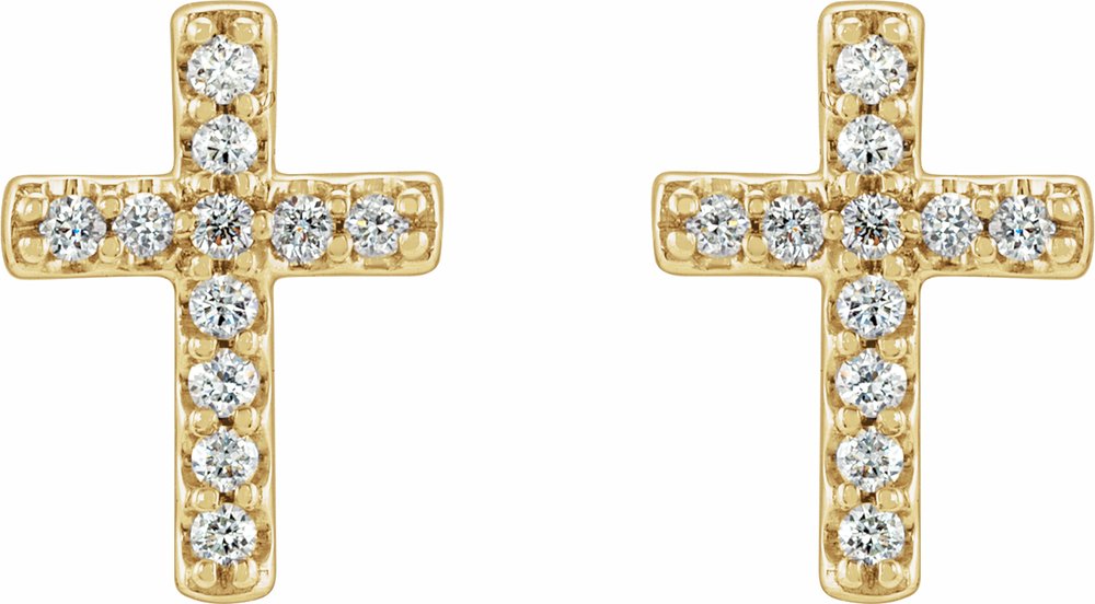 14K Yellow Gold .08 CTW Natural Diamond Cross Earrings