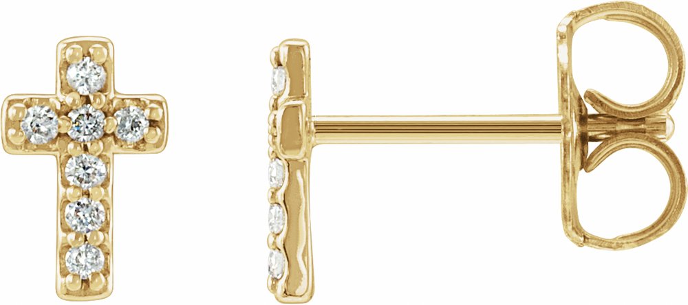 14K Yellow Gold .06 CTW Natural Diamond Cross Earrings