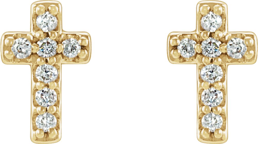 14K Yellow Gold .06 CTW Natural Diamond Cross Earrings