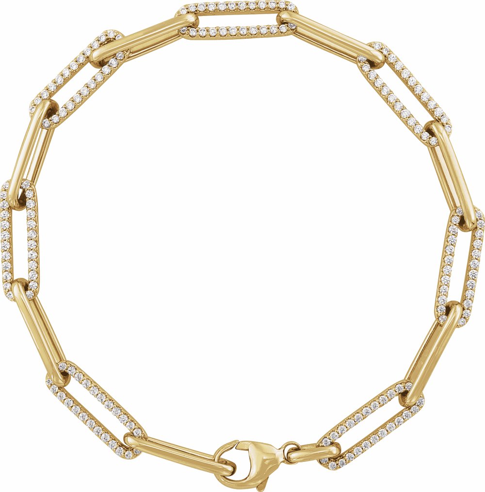 14K Yellow Gold 1 CTW Natural Diamond Link 7" Bracelet