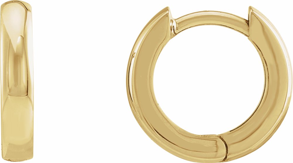 14K Yellow Gold 12 mm Hinged Hoop Earrings
