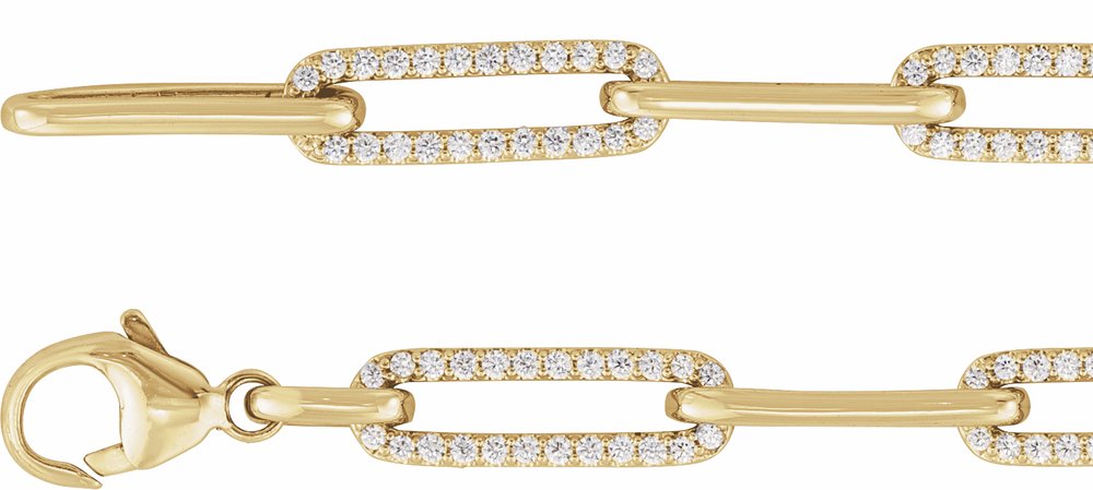 14K Yellow Gold 1 CTW Natural Diamond Link 7" Bracelet