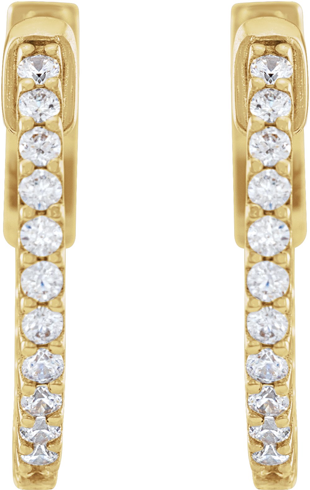 14K Yellow Gold 1/3 CTW Natural Diamond Inside-Outside 15.5 mm Hinged Hoop Earrings
