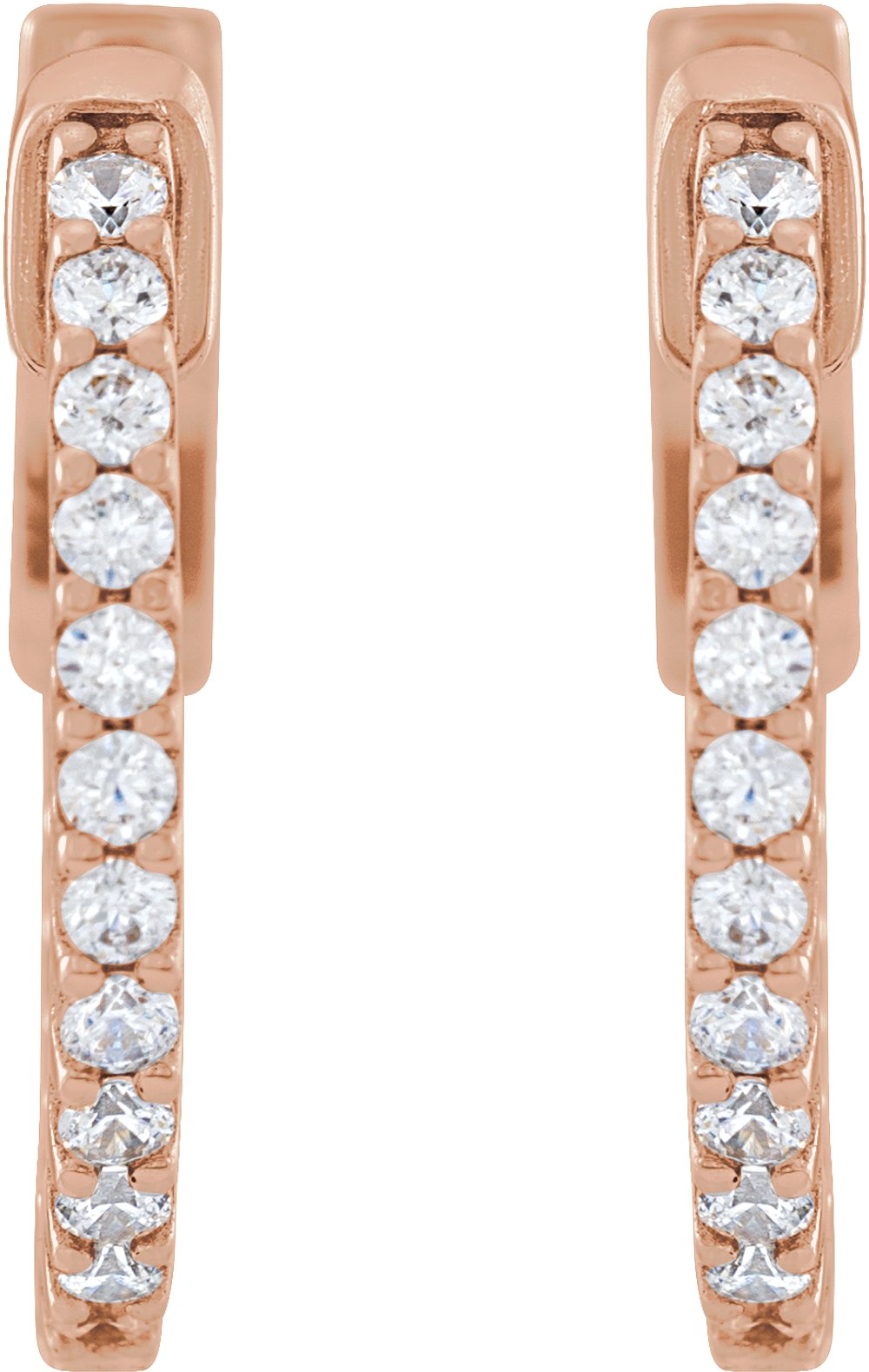 14K Rose 1/3 CTW Natural Diamond Inside-Outside 15.5 mm Hinged Hoop Earrings