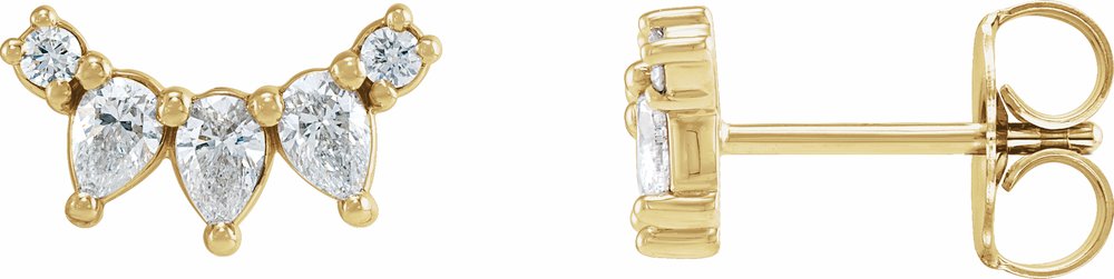 14K Yellow Gold 1/3 CTW Natural Diamond Curved Bar Earrings