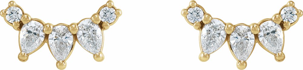 14K Yellow Gold 1/3 CTW Natural Diamond Curved Bar Earrings