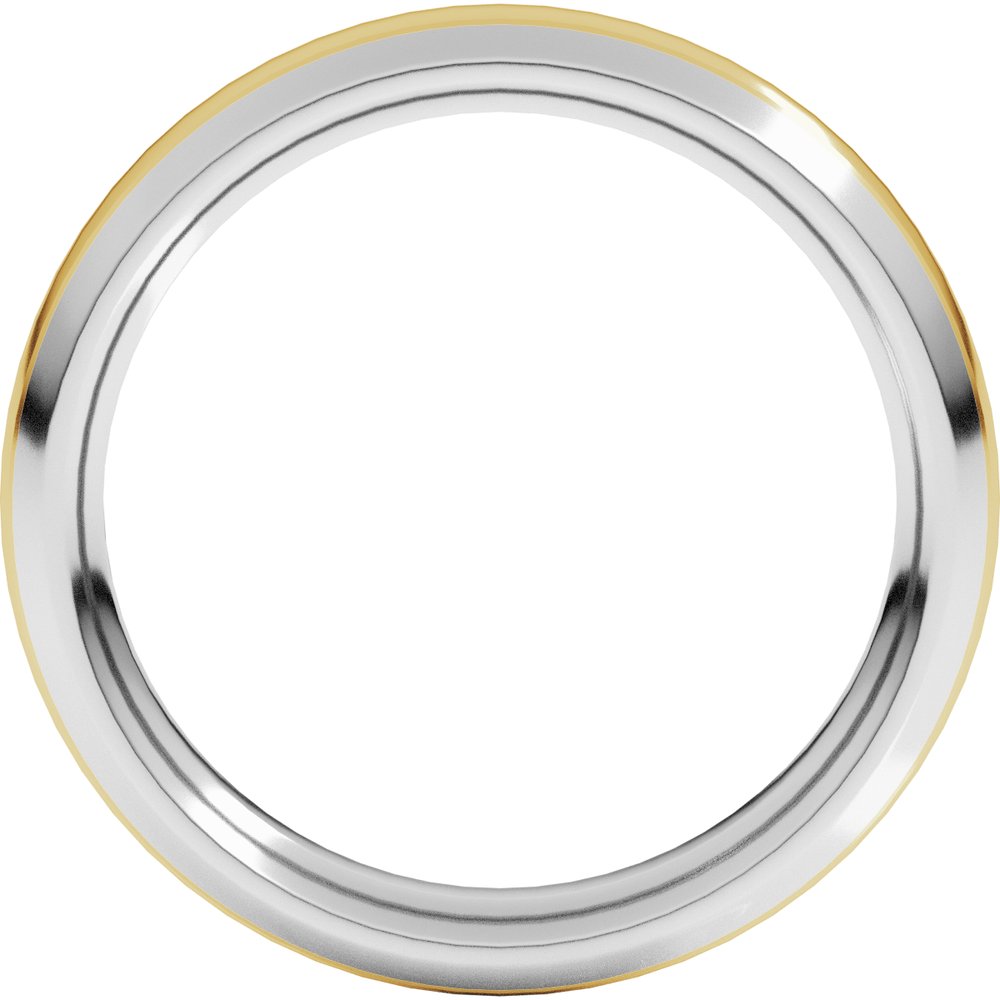 14K White/Yellow 4 mm Stepped Beveled-Edge Inlay Comfort-Fit Half Round Band Size 5.5