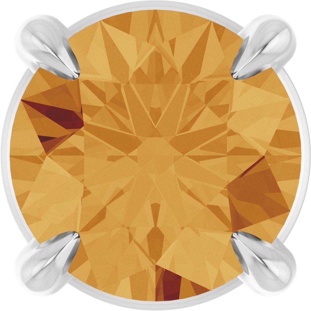14K White Gold 5 mm Natural Citrine Pendant