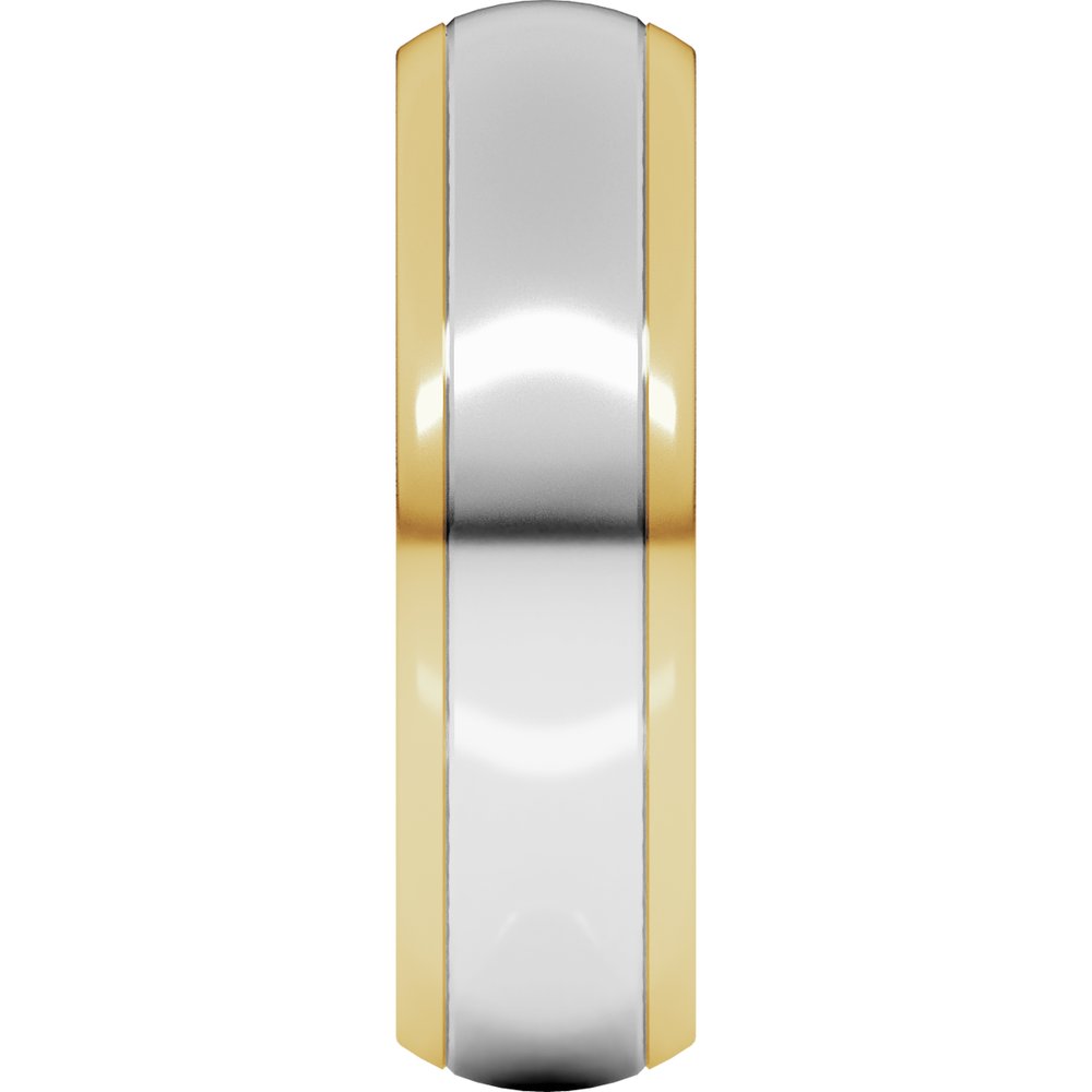 14K Yellow/White 6 mm Stepped Beveled-Edge Inlay Comfort-Fit Half Round Band