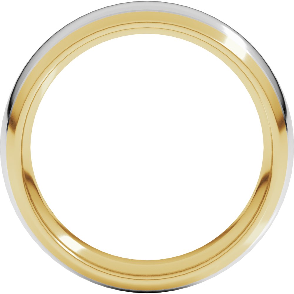 14K Yellow/White 6 mm Stepped Beveled-Edge Inlay Comfort-Fit Half Round Band