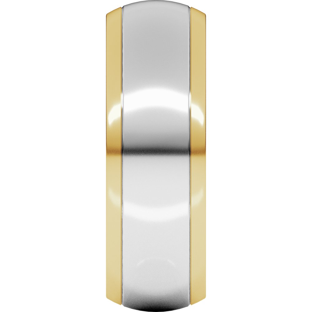 14K Yellow/White 7 mm Stepped Beveled-Edge Inlay Comfort-Fit Half Round Band