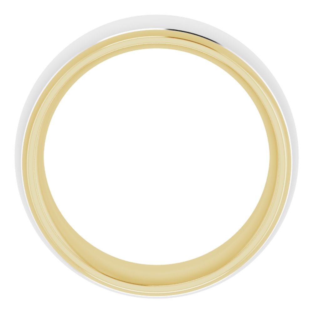 14K Yellow/White 9 mm Stepped Beveled-Edge Inlay Comfort-Fit Half Round Band Size 11