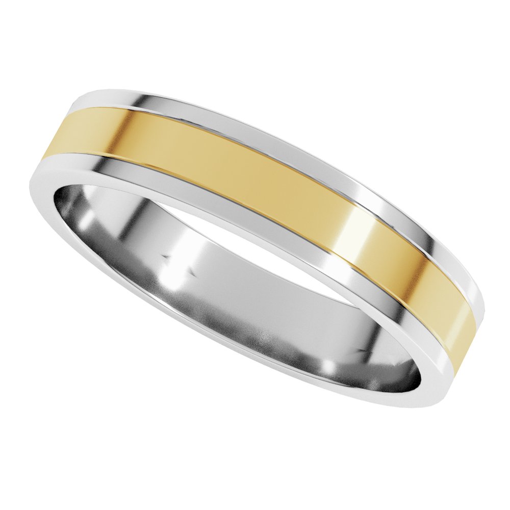 14K White/Yellow 4 mm Stepped-Edge Inlay Flat Band Size 7