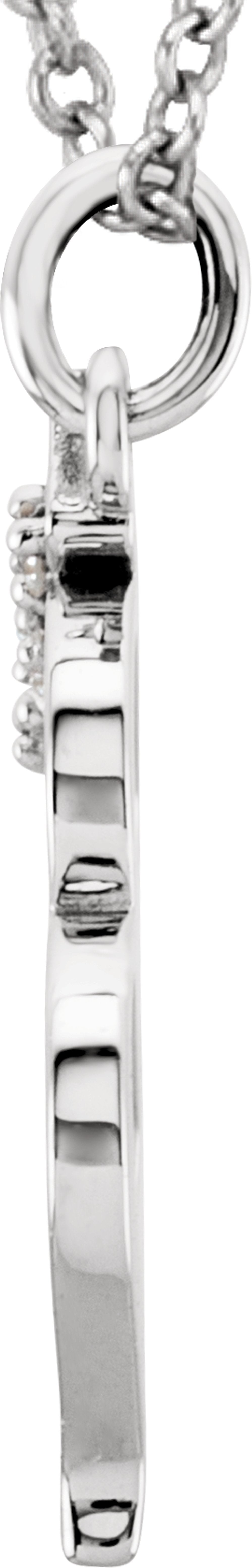 14K White Gold .02 CTW Natural Diamond Lowercase Initial M 16" Necklace