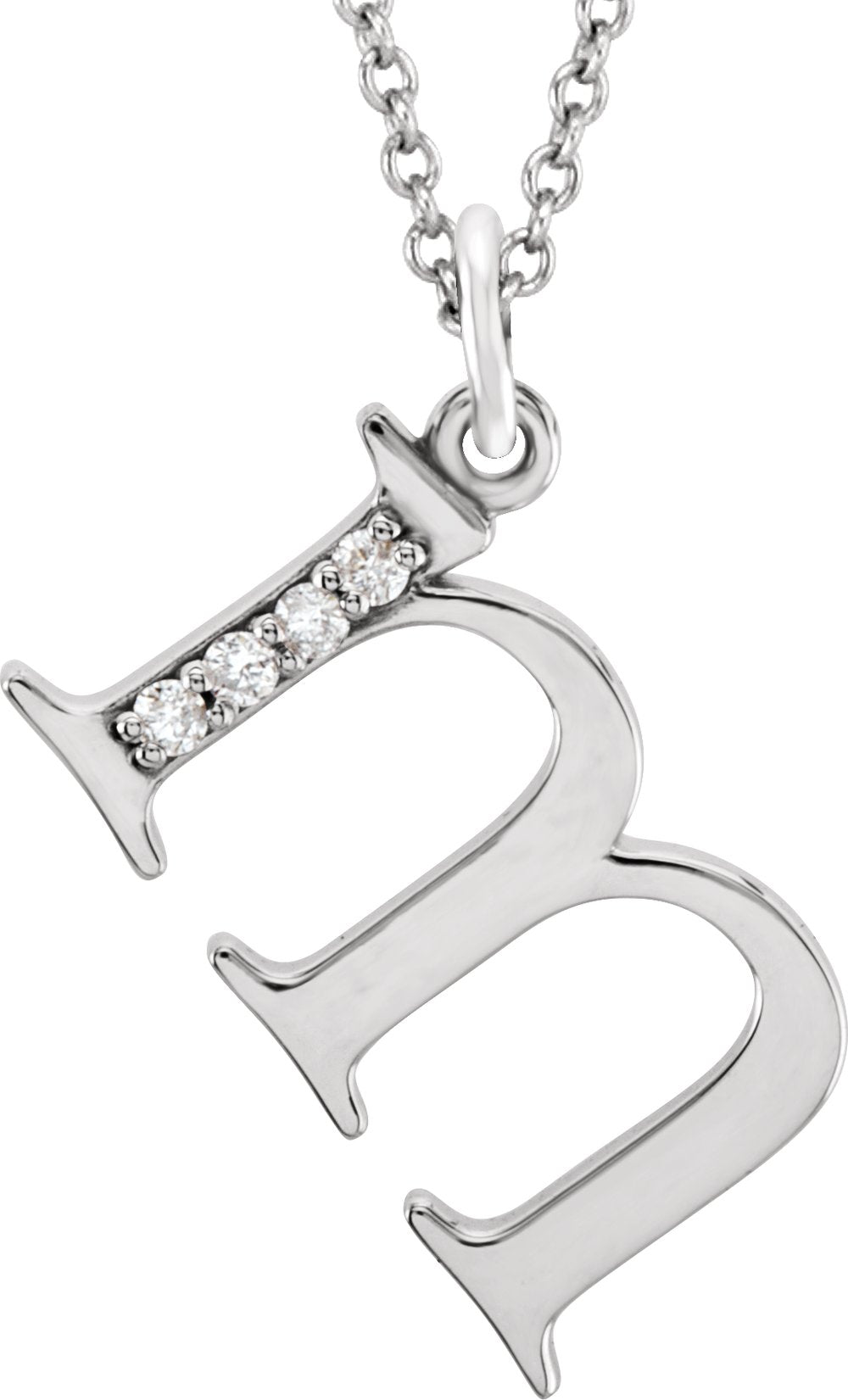 14K White Gold .02 CTW Natural Diamond Lowercase Initial M 16" Necklace
