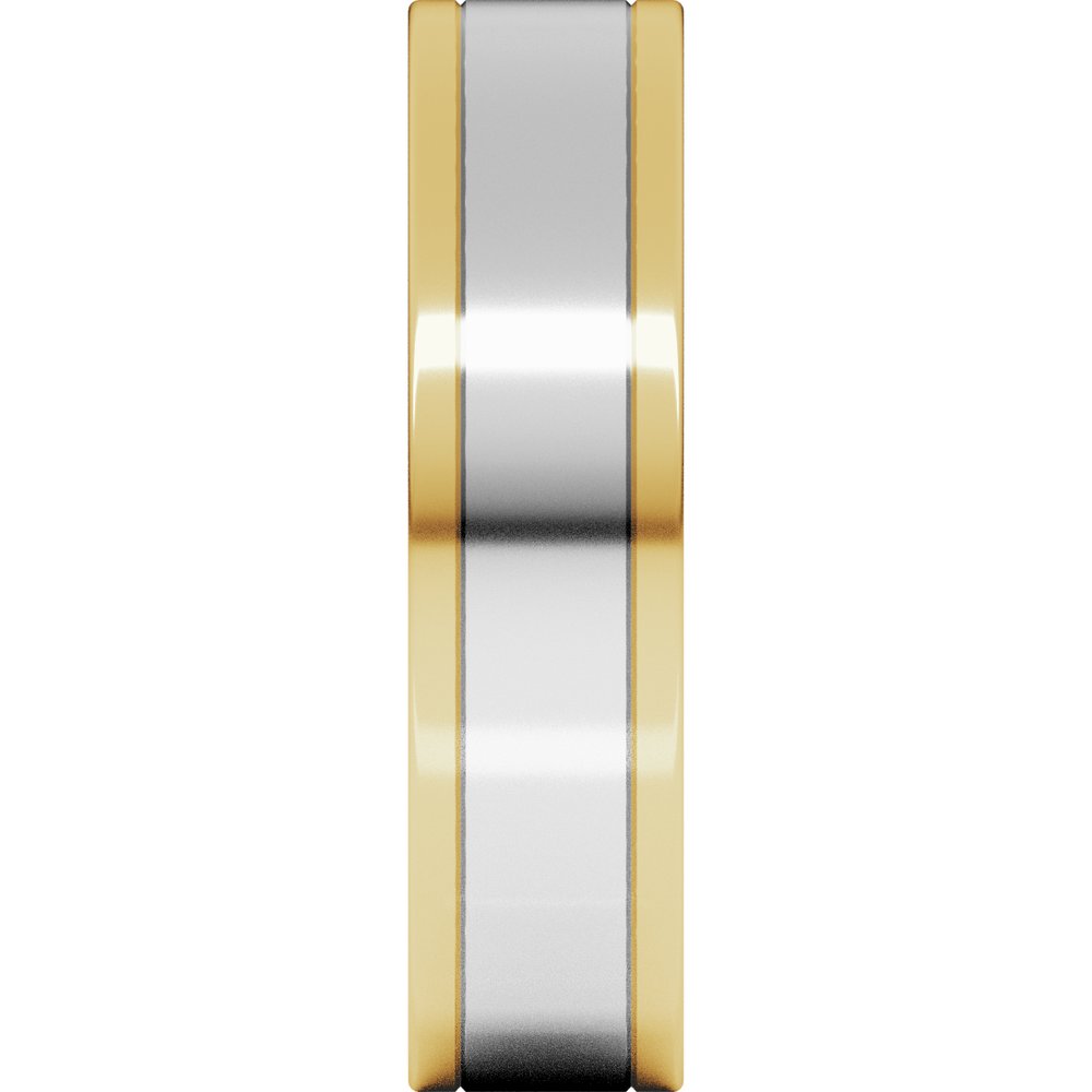 14K Yellow/White 5 mm Stepped-Edge Inlay Flat Band