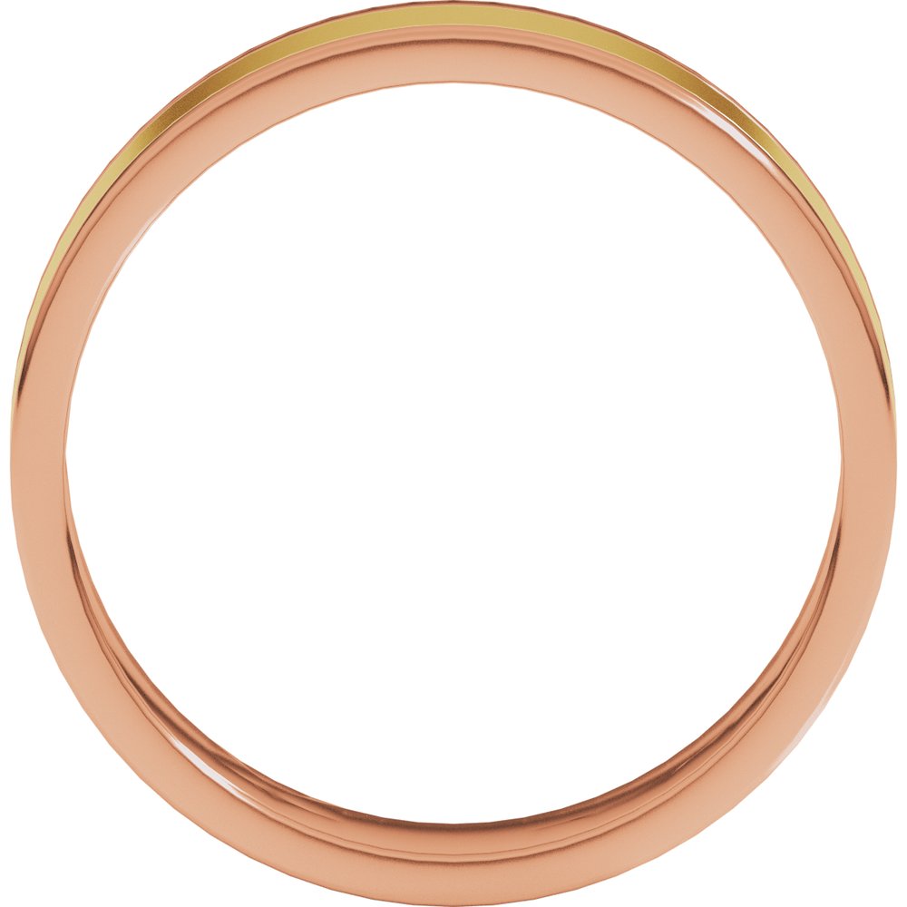 14K Rose/Yellow 5 mm Stepped-Edge Inlay Flat Band Size 10