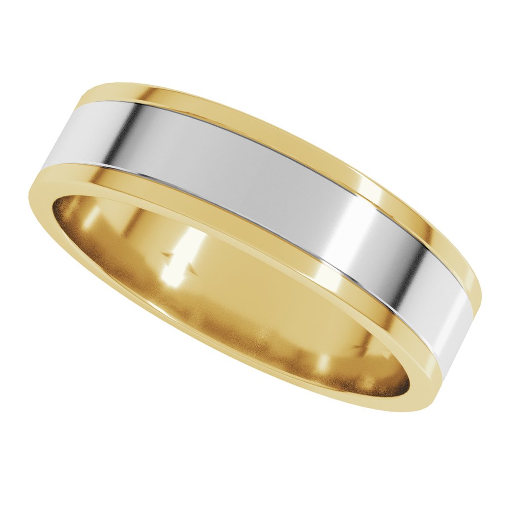 14K Yellow/White 5 mm Stepped-Edge Inlay Flat Band