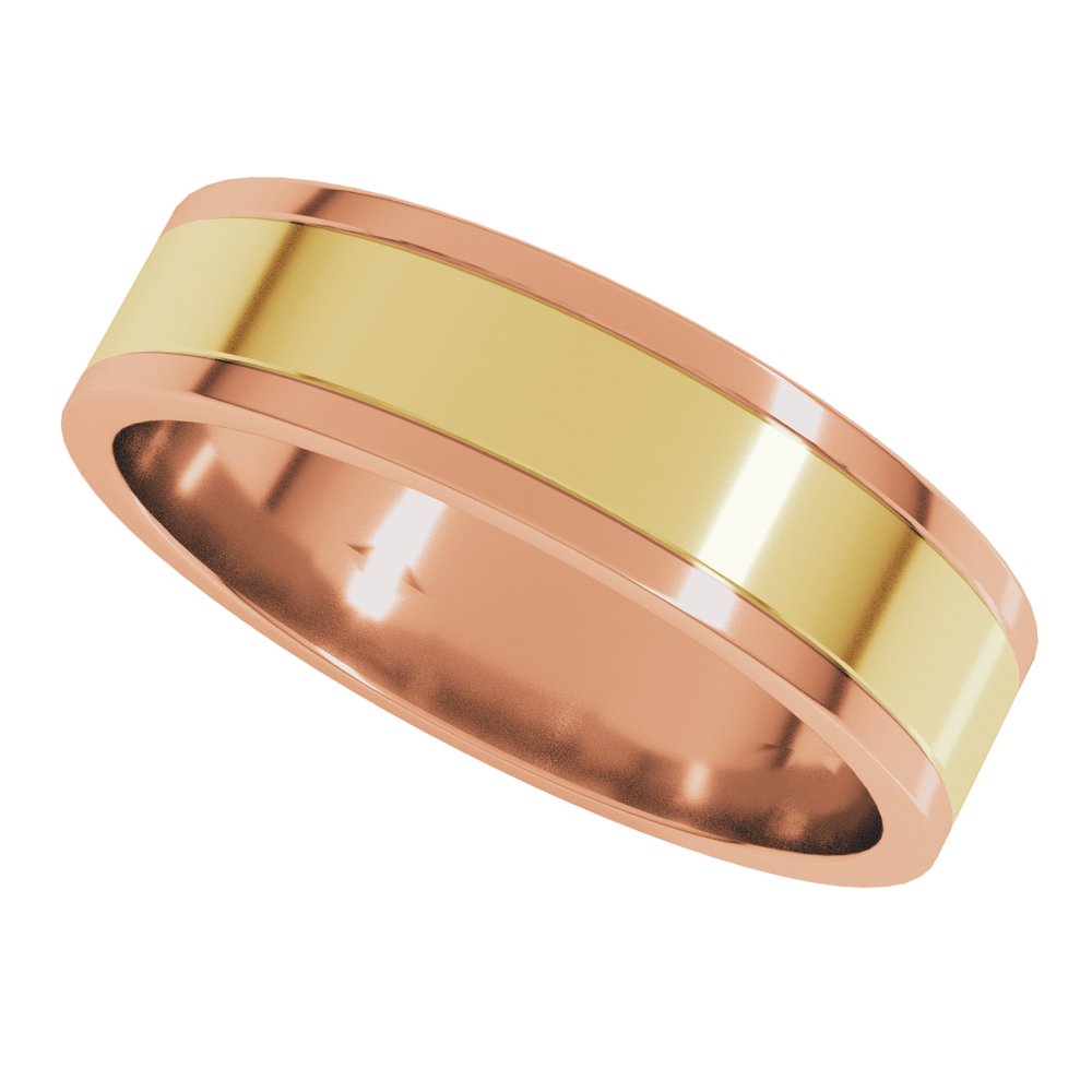 14K Rose/Yellow 5 mm Stepped-Edge Inlay Flat Band Size 10