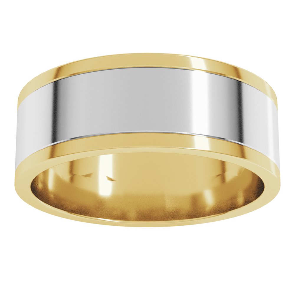 14K Yellow/White 7 mm Stepped-Edge Inlay Flat Band Size 11