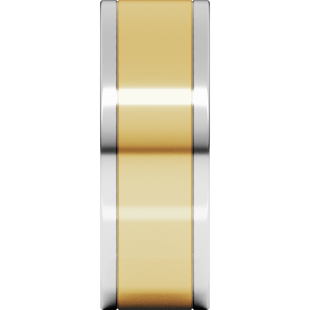 14K White/Yellow 7 mm Stepped-Edge Inlay Flat Band