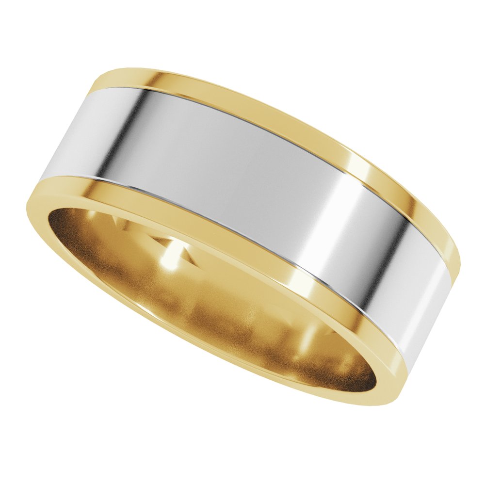 14K Yellow/White 7 mm Stepped-Edge Inlay Flat Band Size 11